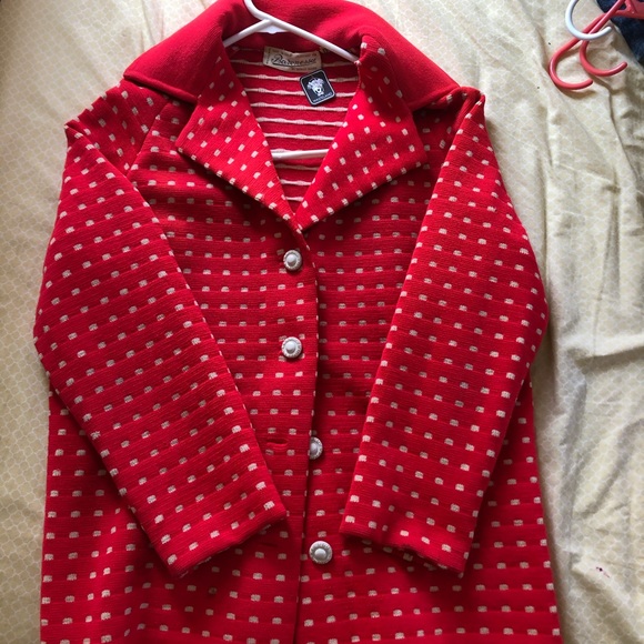 Vintage wool Italian red coat - Picture 3 of 9